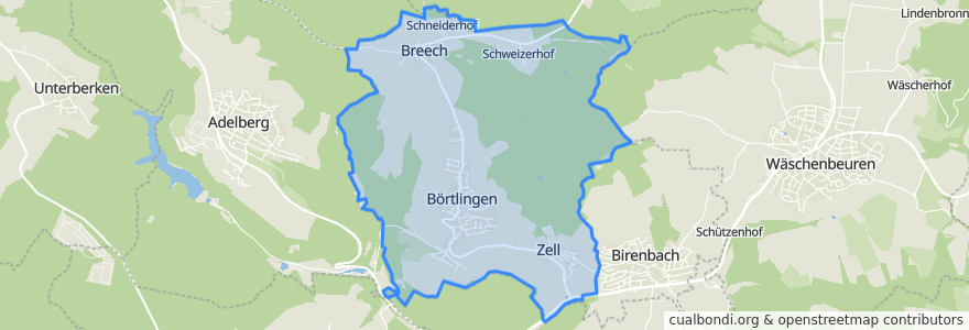 Mapa de ubicacion de Börtlingen.