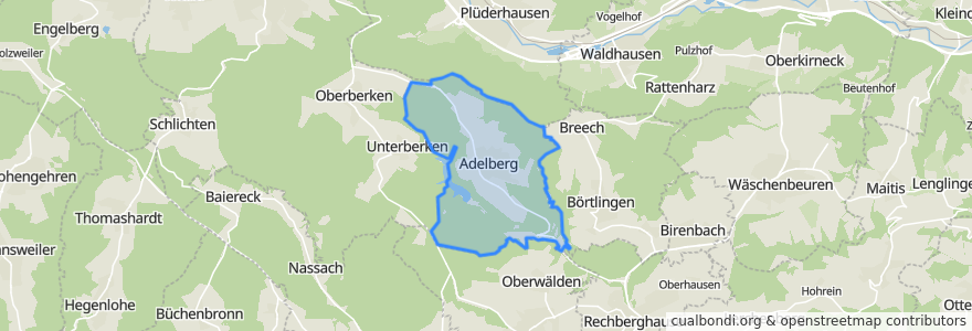 Mapa de ubicacion de Adelberg.