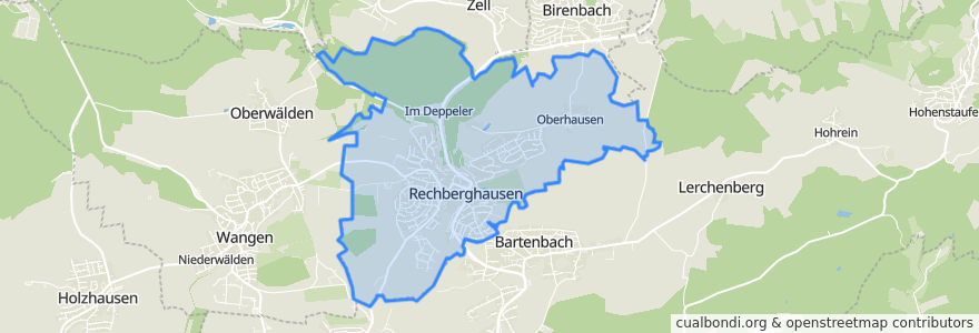 Mapa de ubicacion de Rechberghausen.