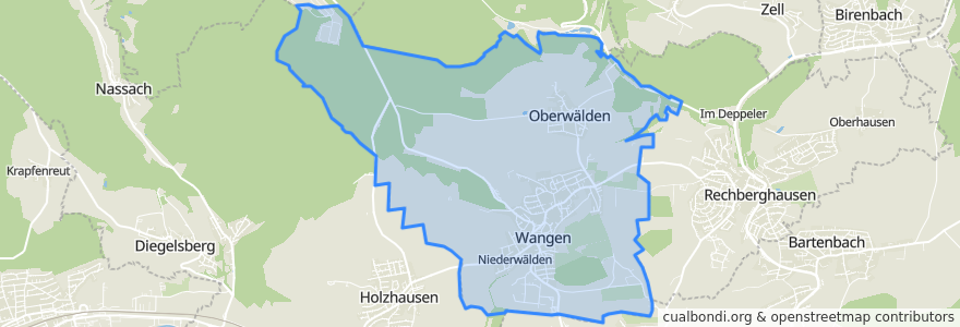 Mapa de ubicacion de Wangen.