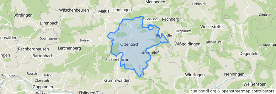 Mapa de ubicacion de Ottenbach.