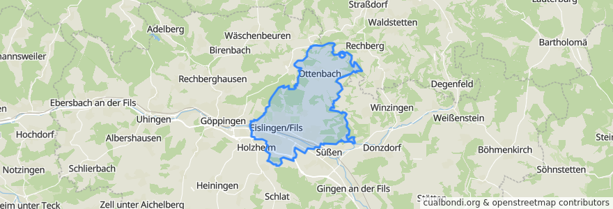 Mapa de ubicacion de Gemeindeverwaltungsverband Eislingen-Ottenbach-Salach.