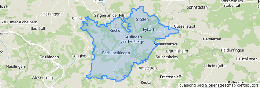 Mapa de ubicacion de Vereinbarte Verwaltungsgemeinschaft der Stadt Geislingen an der Steige.