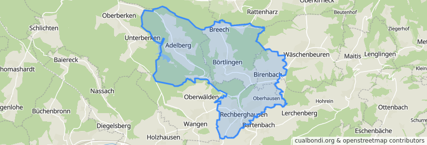 Mapa de ubicacion de Gemeindeverwaltungsverband Östlicher Schurwald.