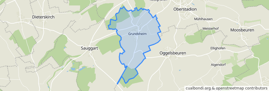 Mapa de ubicacion de Grundsheim.