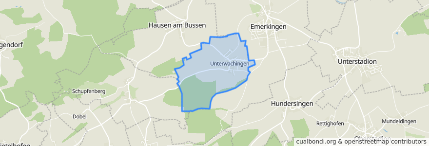 Mapa de ubicacion de Unterwachingen.