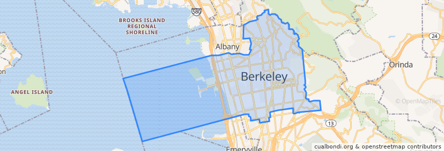 Mapa de ubicacion de Berkeley.