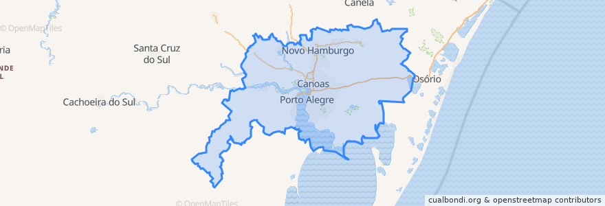 Mapa de ubicacion de Région métropolitaine de Porto Alegre.