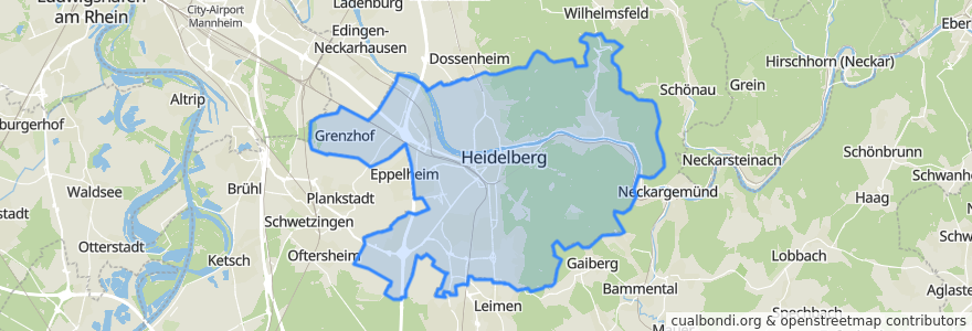 Mapa de ubicacion de Heidelberg.