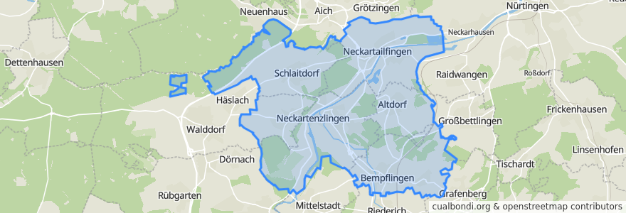 Mapa de ubicacion de Gemeindeverwaltungsverband Neckartenzlingen.