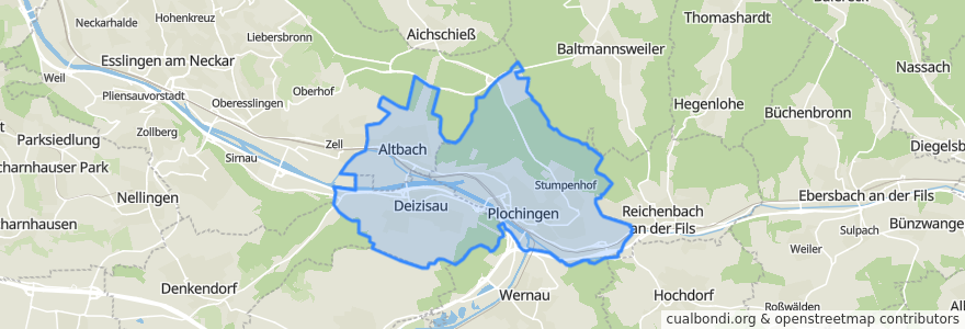 Mapa de ubicacion de Gemeindeverwaltungsverband Plochingen.