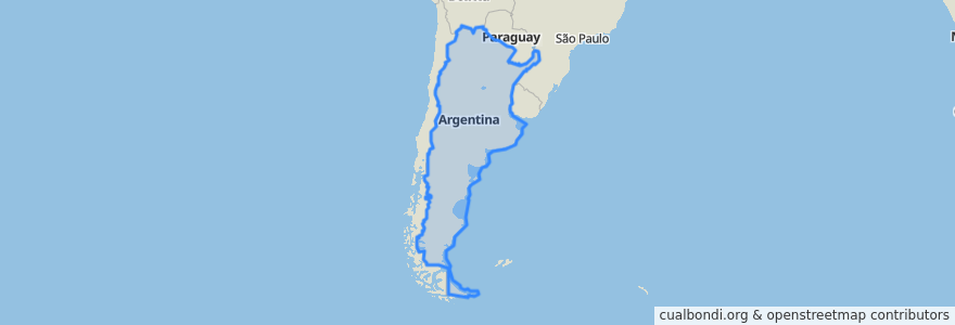 Mapa de ubicacion de Argentina.