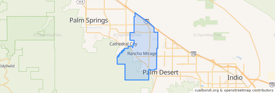 Mapa de ubicacion de Rancho Mirage.