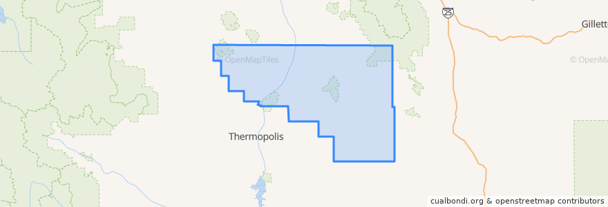 Mapa de ubicacion de Washakie County.
