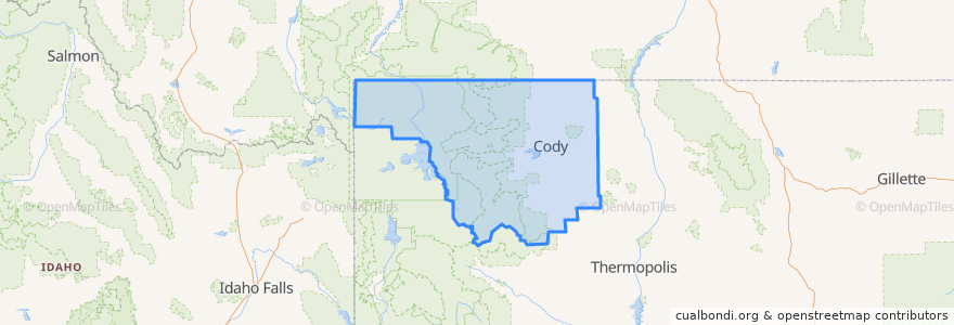 Mapa de ubicacion de Park County.