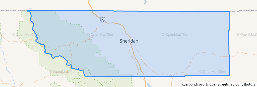 Mapa de ubicacion de Sheridan County.