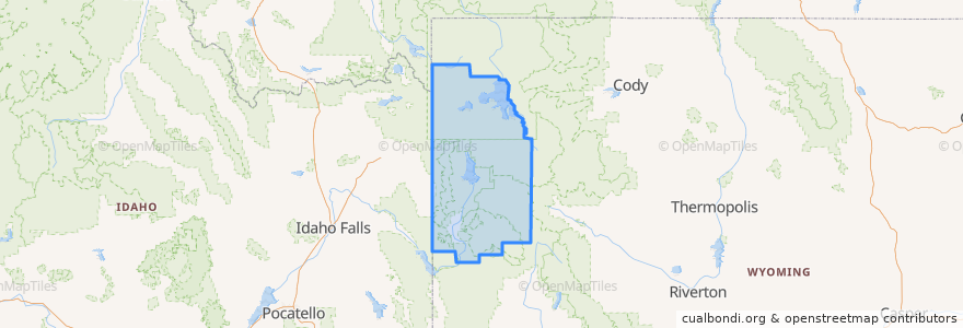 Mapa de ubicacion de Teton County.