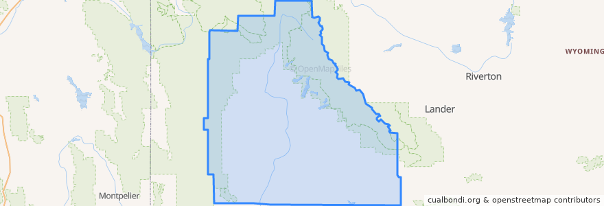 Mapa de ubicacion de Sublette County.