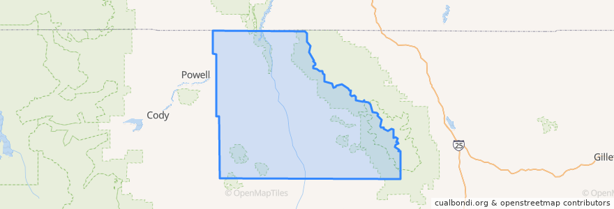 Mapa de ubicacion de Big Horn County.