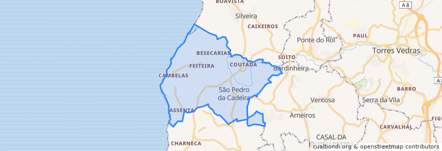 Mapa de ubicacion de São Pedro da Cadeira.