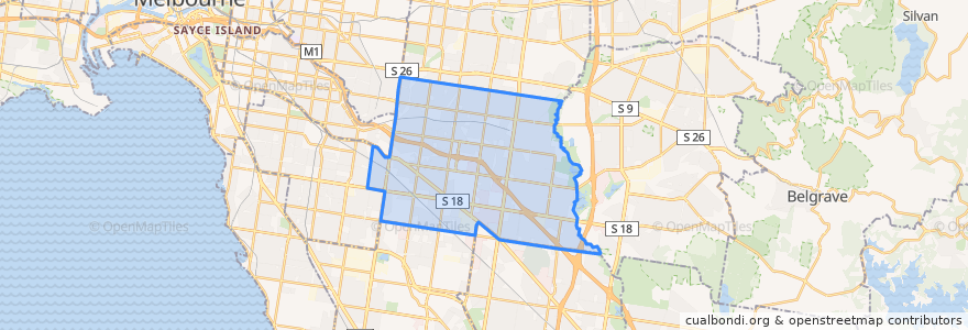 Mapa de ubicacion de City of Monash.