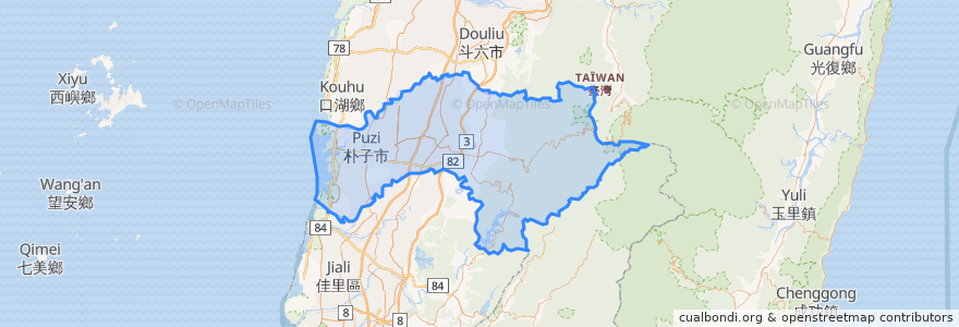 Mapa de ubicacion de 嘉義縣.