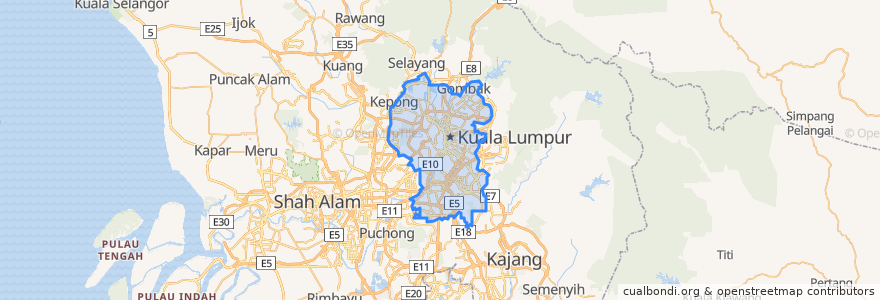 Mapa de ubicacion de Kuala Lumpur.