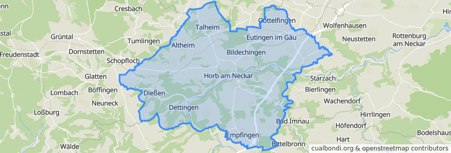 Mapa de ubicacion de Verwaltungsgemeinschaft Horb am Neckar.