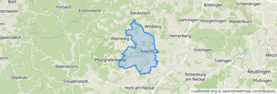 Mapa de ubicacion de Verwaltungsgemeinschaft Nagold.