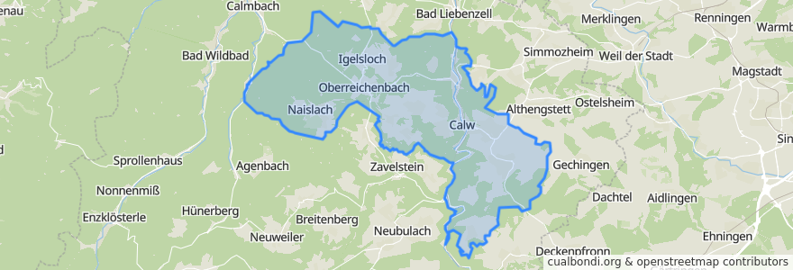 Mapa de ubicacion de Verwaltungsgemeinschaft Calw.