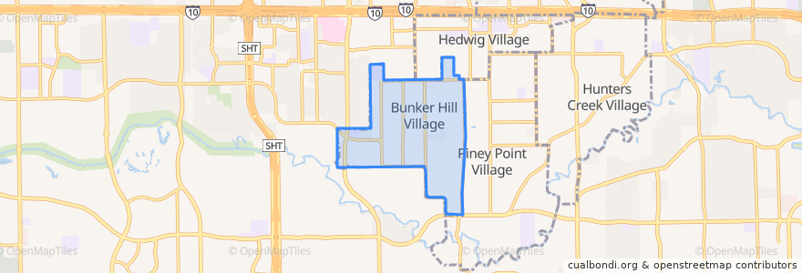 Mapa de ubicacion de Bunker Hill Village.
