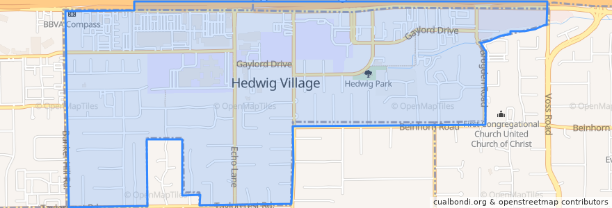 Mapa de ubicacion de Hedwig Village.