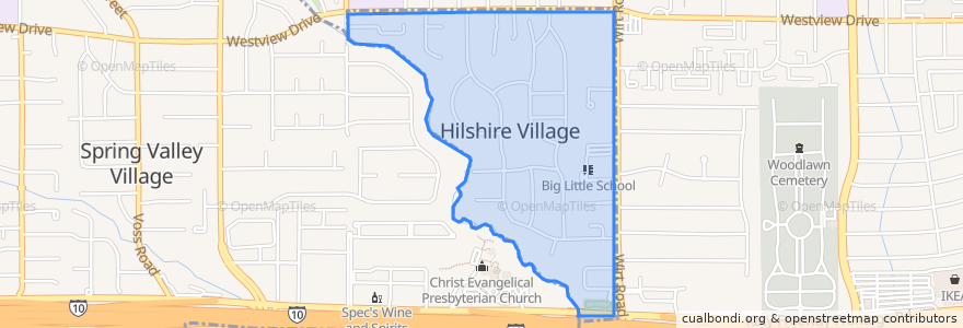 Mapa de ubicacion de Hilshire Village.
