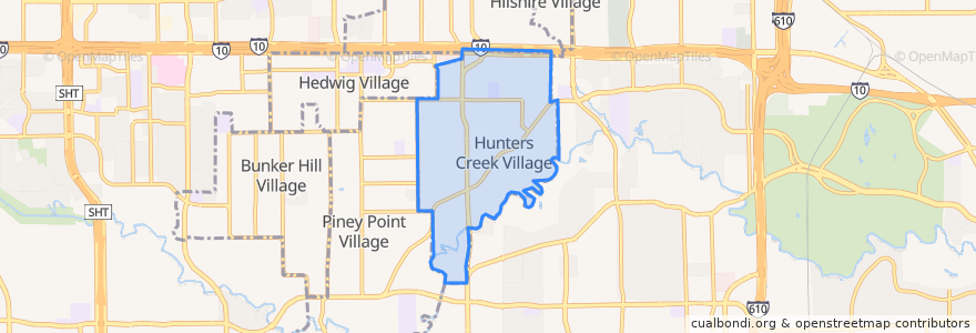 Mapa de ubicacion de Hunters Creek Village.