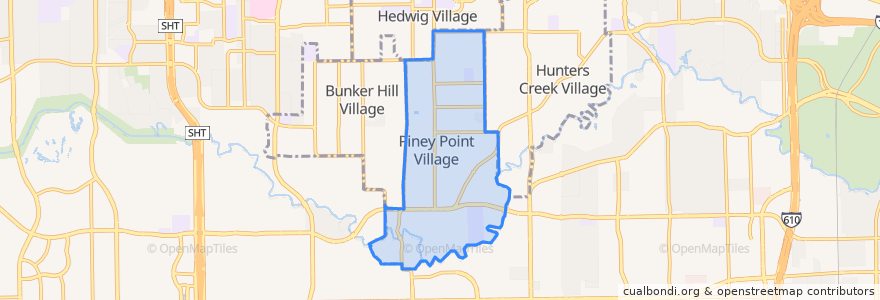 Mapa de ubicacion de Piney Point Village.