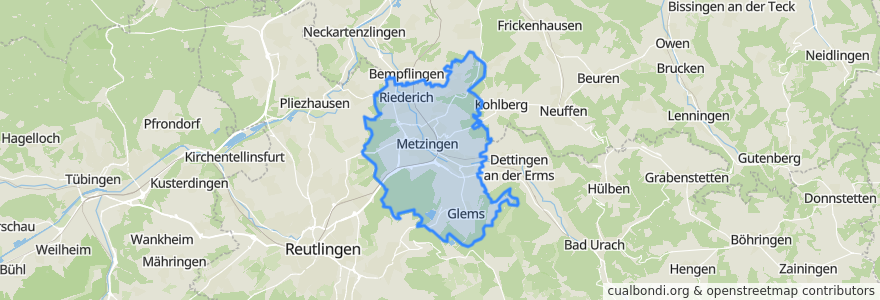 Mapa de ubicacion de Gemeindeverwaltungsverband Metzingen.