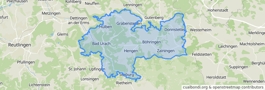 Mapa de ubicacion de Gemeindeverwaltungsverband Bad Urach.