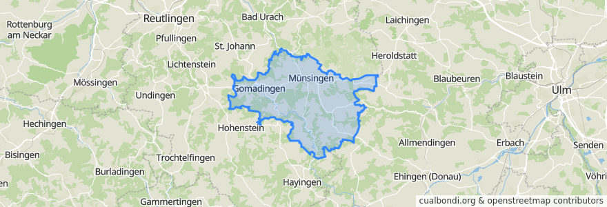 Mapa de ubicacion de Gemeindeverwaltungsverband Münsingen.