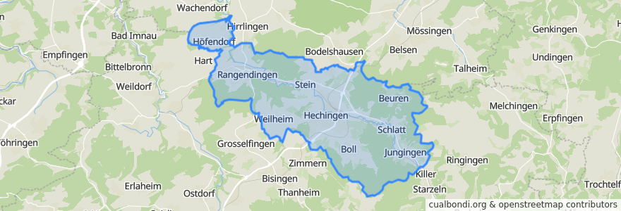 Mapa de ubicacion de Gemeindeverwaltungsverband Hechingen.