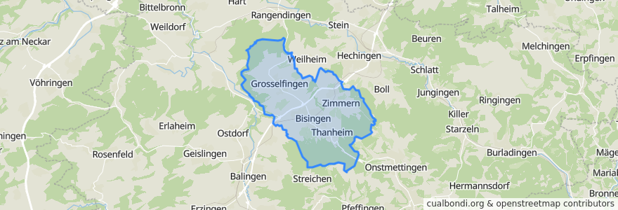 Mapa de ubicacion de Gemeindeverwaltungsverband Bisingen.