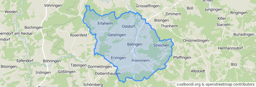 Mapa de ubicacion de Gemeindeverwaltungsverband Balingen.