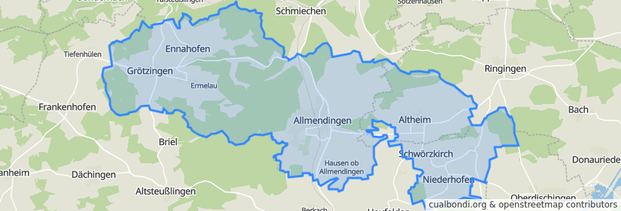 Mapa de ubicacion de Gemeindeverwaltungsverband Allmendingen.