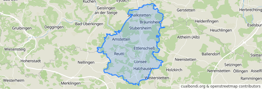 Mapa de ubicacion de Gemeindeverwaltungsverband Lonsee-Amstetten.