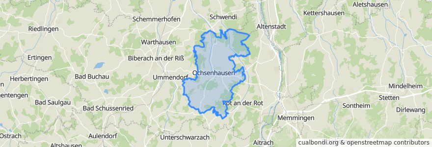 Mapa de ubicacion de Verwaltungsgemeinschaft Ochsenhausen.