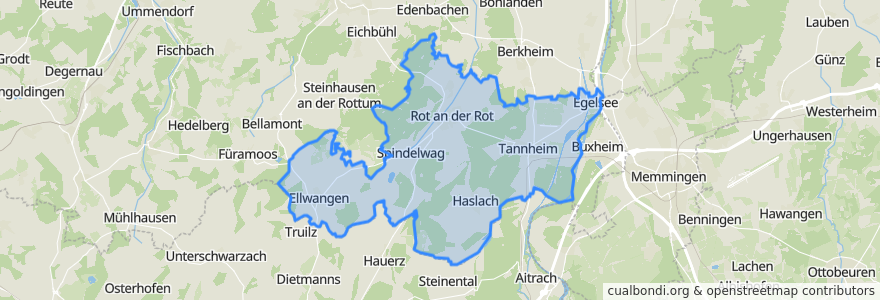 Mapa de ubicacion de Gemeindeverwaltungsverband Rot-Tannheim.