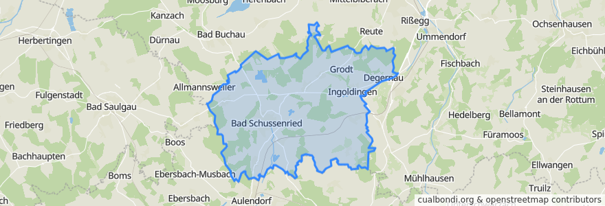 Mapa de ubicacion de Verwaltungsgemeinschaft Bad Schussenried.