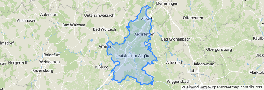 Mapa de ubicacion de Verwaltungsgemeinschaft Leutkirch im Allgäu.