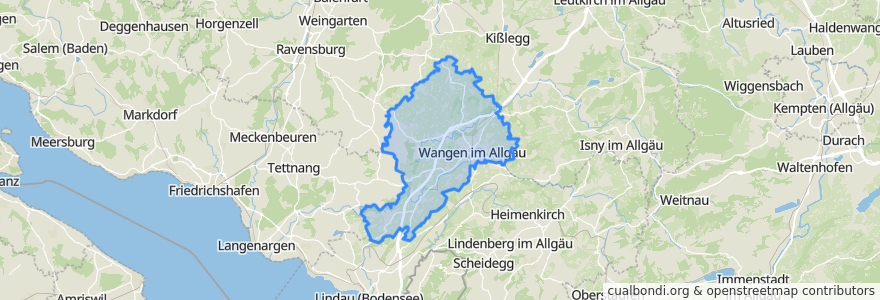 Mapa de ubicacion de Verwaltungsgemeinschaft Wangen im Allgäu.