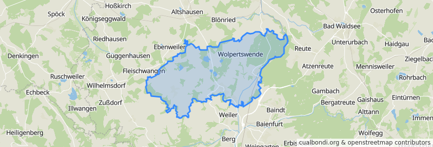 Mapa de ubicacion de Verwaltungsverband Fronreute-Wolpertswende.