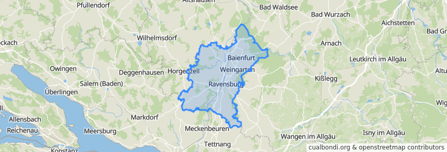 Mapa de ubicacion de Verwaltungsverband Mittleres Schussental.